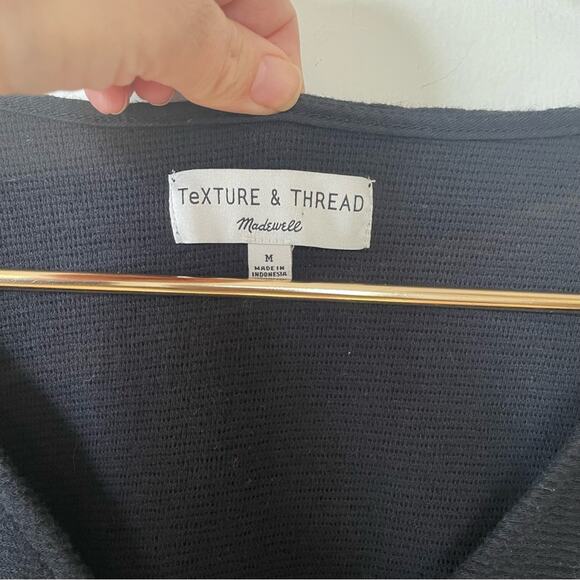 Madewell Texture & Thread Black Tie Front Cropped Top M - Picture 5 of 6